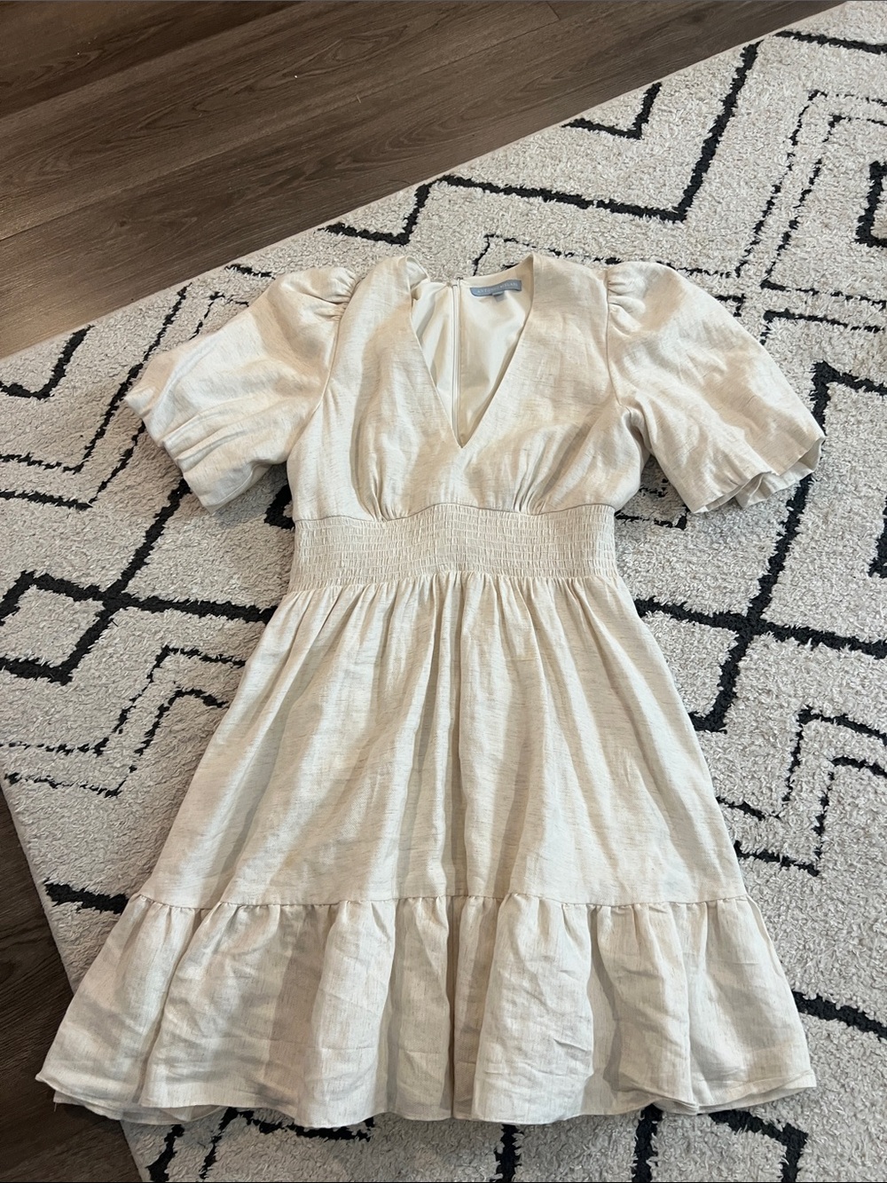 ANTONIO MELANI Ivory V-Neck Textured Dress